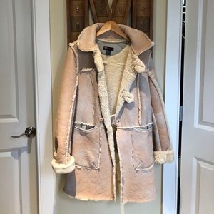 Diesel pale pink leather long jacket womens M